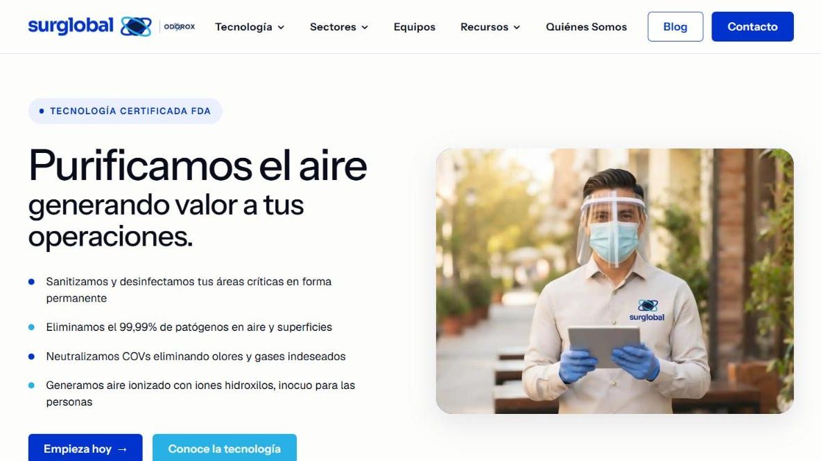 Captura de la web de SurGlobal Odorox (odorox.cl), desarrollada con Claude Code